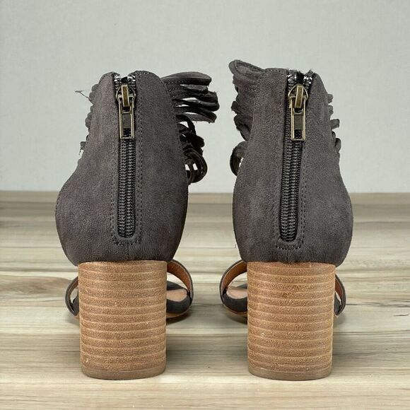 Mi.iM Miracle Miles Lenna Womens 7 Grey Thick Ankle Strap Block Heel Leather - Picture 6 of 9